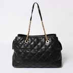 Chanel Chain Tote Bag CC Logo Quilted Leather Black Gold — view 2