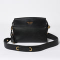 Prada Saffiano Shoulder Bag Black Gold Leather