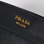 Prada Saffiano Shoulder Bag Black Gold Leather — view 6