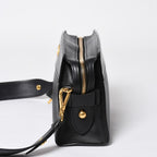 Prada Saffiano Shoulder Bag Black Gold Leather — view 4