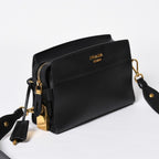 Prada Saffiano Shoulder Bag Black Gold Leather — view 3