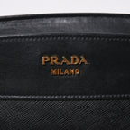Prada Saffiano Shoulder Bag Black Gold Leather — view 5