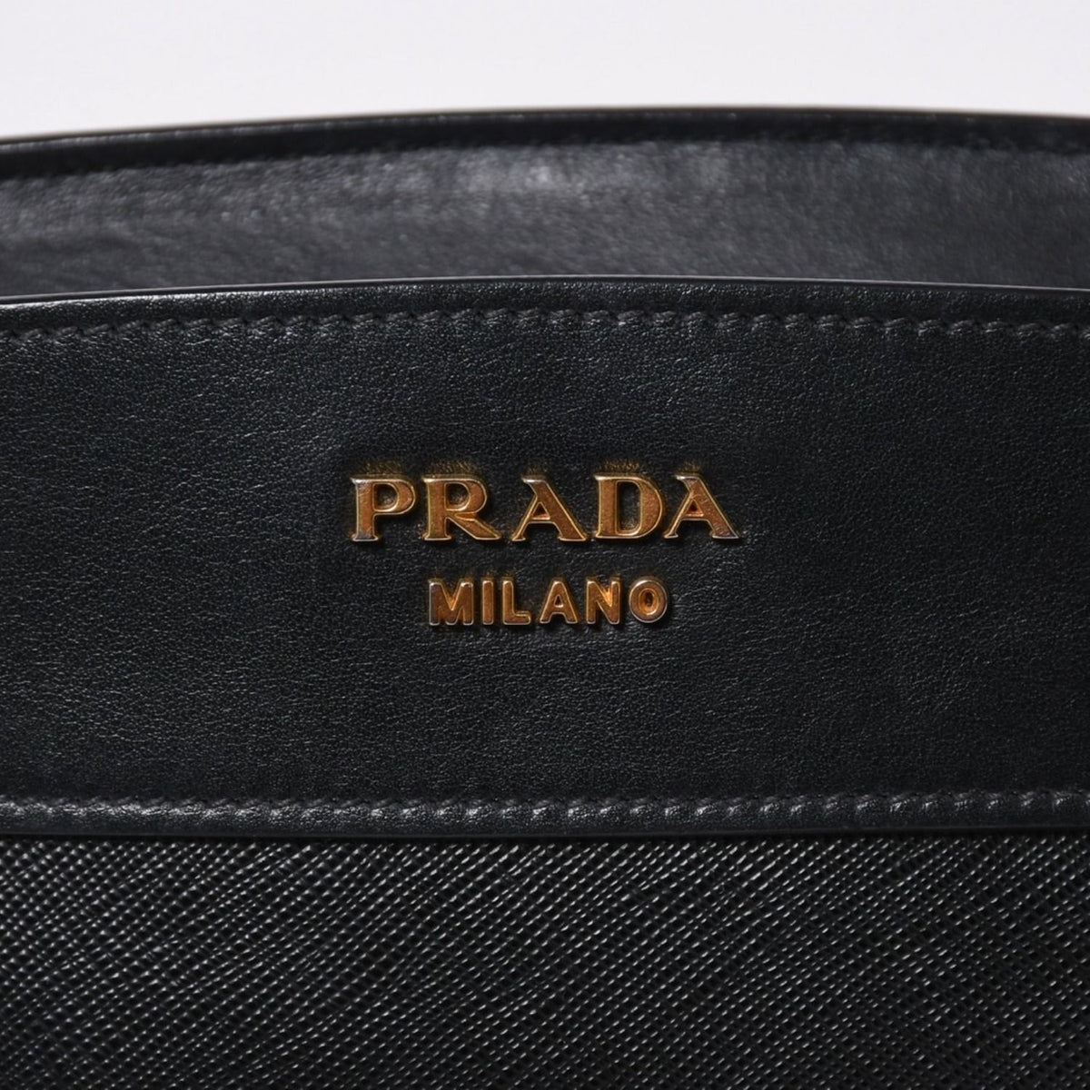 Prada Saffiano Shoulder Bag Black Gold Leather — view 5