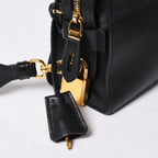 Prada Saffiano Shoulder Bag Black Gold Leather — view 8
