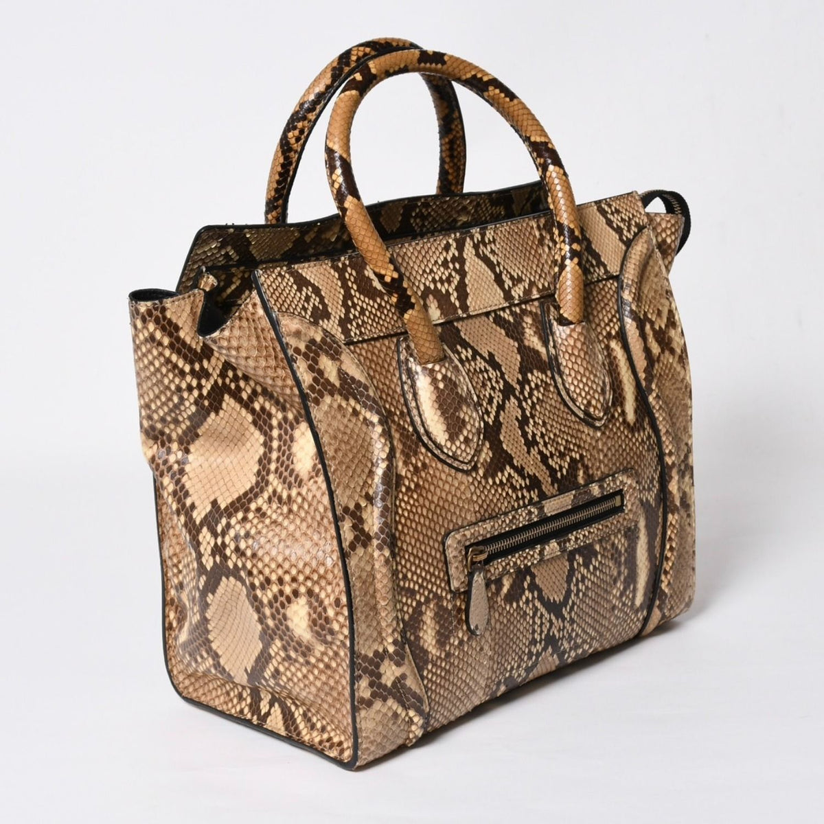 Celine Luggage Handbag Beige Brown Dark Gold — view 3