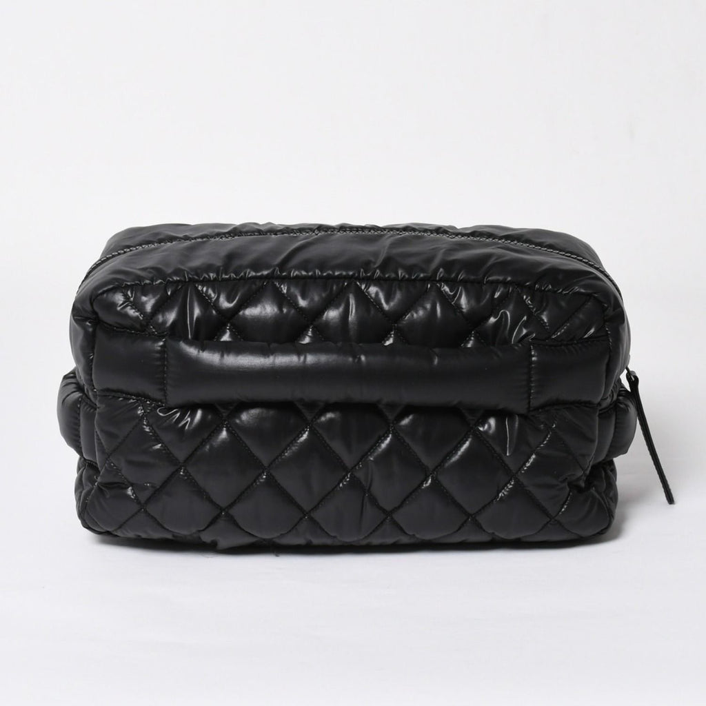 Chanel Coco Cocoon Clutch Black Nylon Calfskin Makeup Pouch Silver — view 2