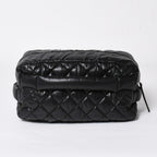 Chanel Coco Cocoon Clutch Black Nylon Calfskin Makeup Pouch Silver — view 2