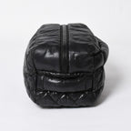 Chanel Coco Cocoon Clutch Black Nylon Calfskin Makeup Pouch Silver — view 4