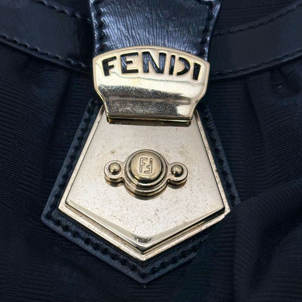 Fendi Zucca Tote Bag Canvas Leather Black — view 7