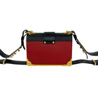Prada Cahier Logo Leather Mini Shoulder Bag Pochette Red Black Gold — view 3
