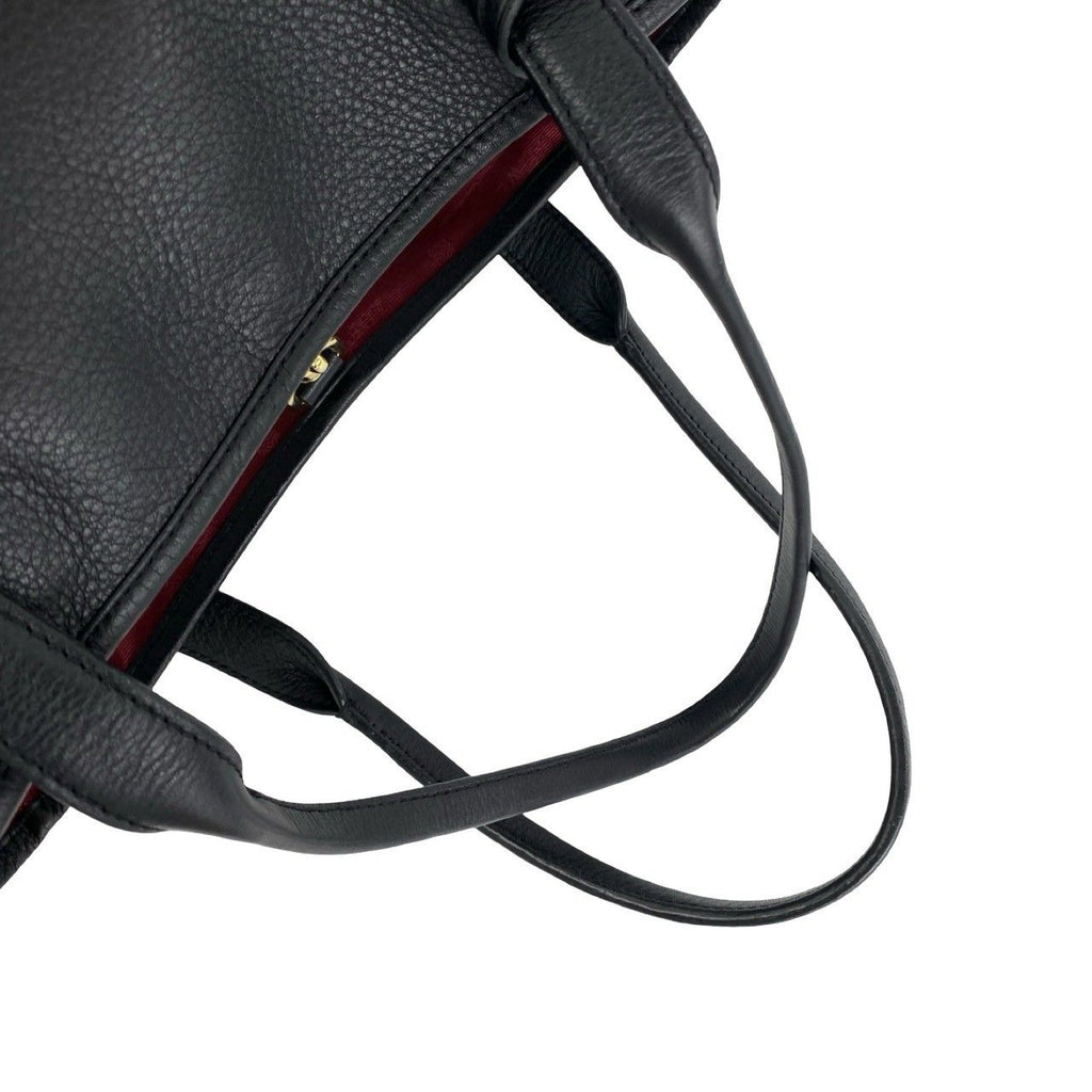 Loewe Vintage Heritage Logo Stamp Leather Tote Bag Black — view 4