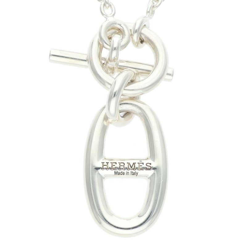Hermes Chaine D'ancre Amulette Silver Necklace — view 3