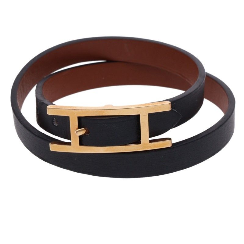Hermes Behapi Double Tour Leather Bracelet