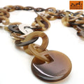 Hermes Buffalo Horn Necklace 925 Sterling Silver Long Round Included