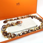Hermes Buffalo Horn Necklace 925 Sterling Silver Long Round Included — view 2
