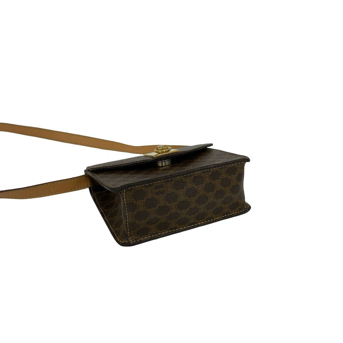 Celine Vintage Macadam Blason Pattern Ring Leather Mini Shoulder Bag Pochette — view 7