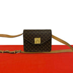 Celine Vintage Macadam Blason Pattern Ring Leather Mini Shoulder Bag Pochette
