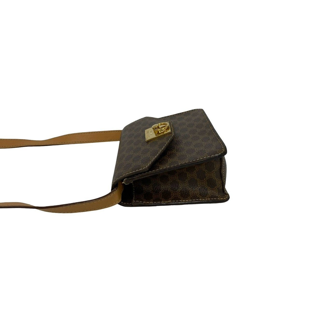 Celine Vintage Macadam Blason Pattern Ring Leather Mini Shoulder Bag Pochette — view 5