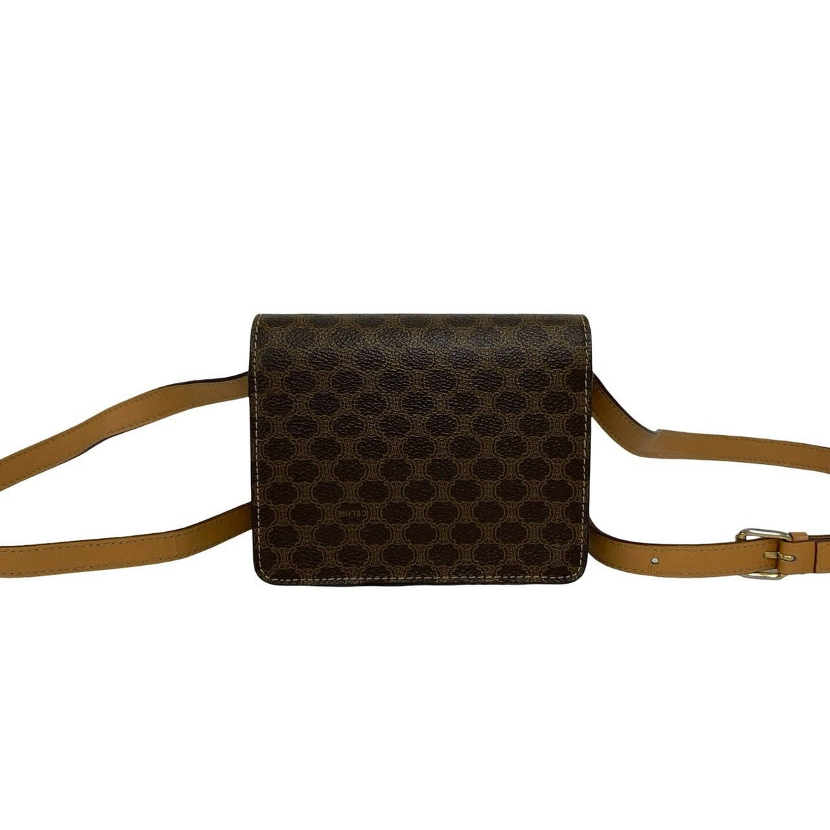 Celine Vintage Macadam Blason Pattern Ring Leather Mini Shoulder Bag Pochette — view 3