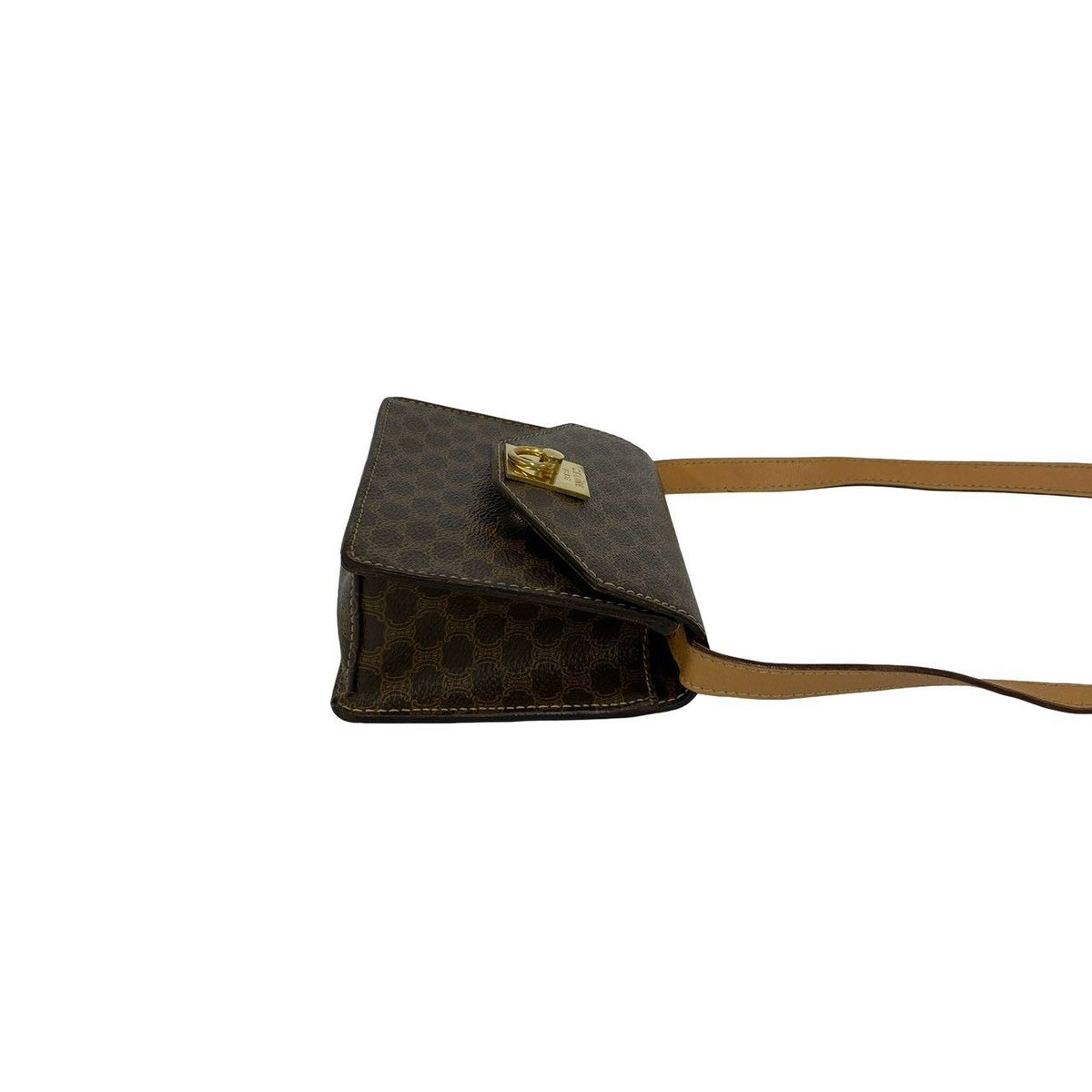 Celine Vintage Macadam Blason Pattern Ring Leather Mini Shoulder Bag Pochette — view 6