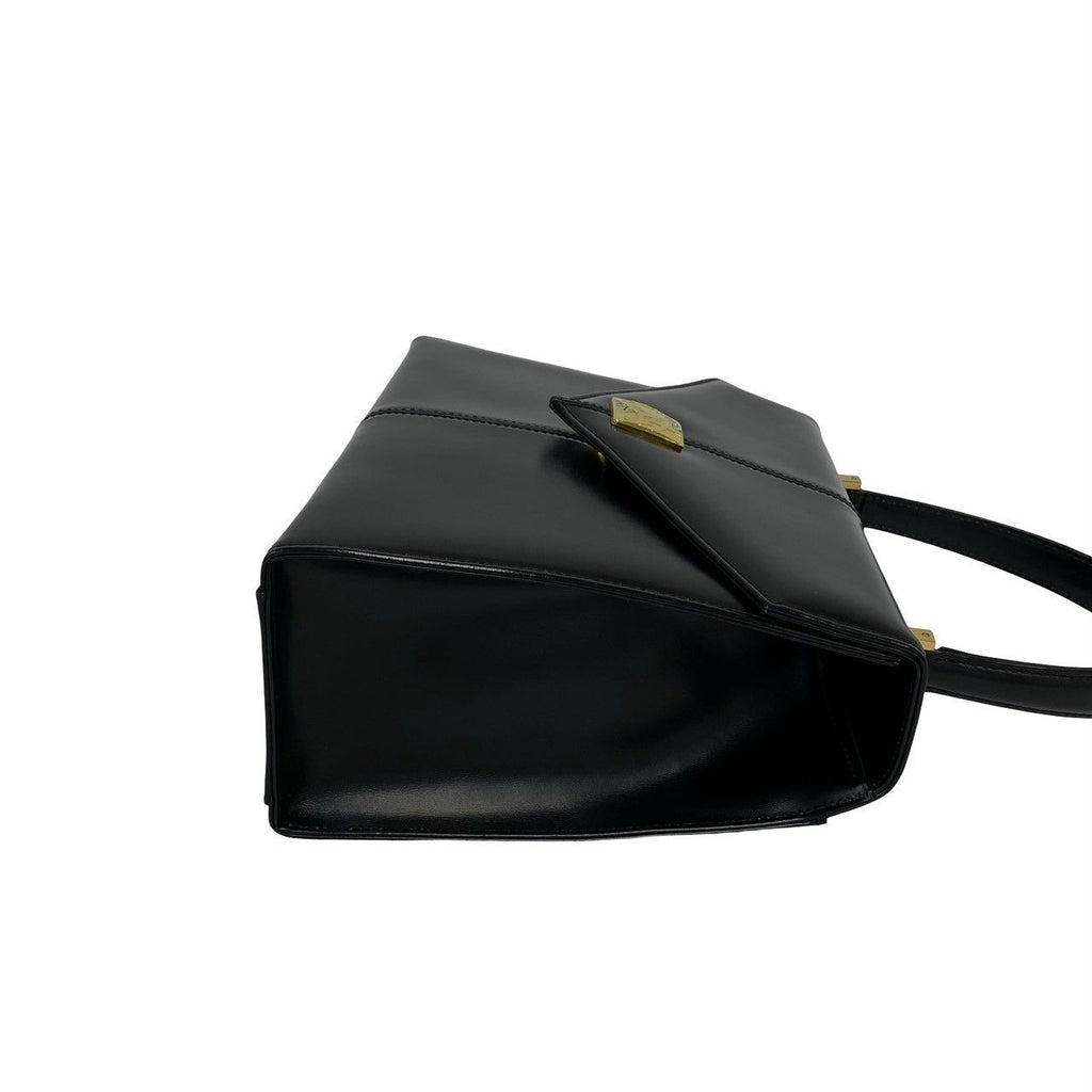 Saint Laurent Vintage YSL Logo Leather Handbag Black — view 6