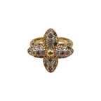 Louis Vuitton Ring Monogram Pointy S Flower Rhinestone Gold Pink