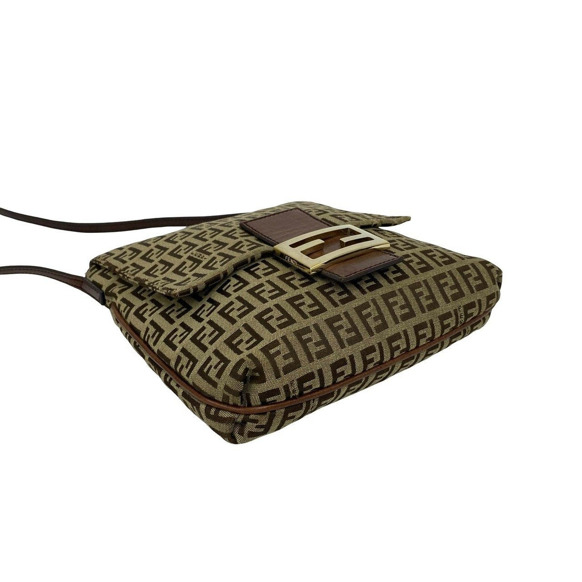 Fendi Vintage Zucchino FF Pattern Canvas Leather Shoulder Bag Crossbody Brown — view 7