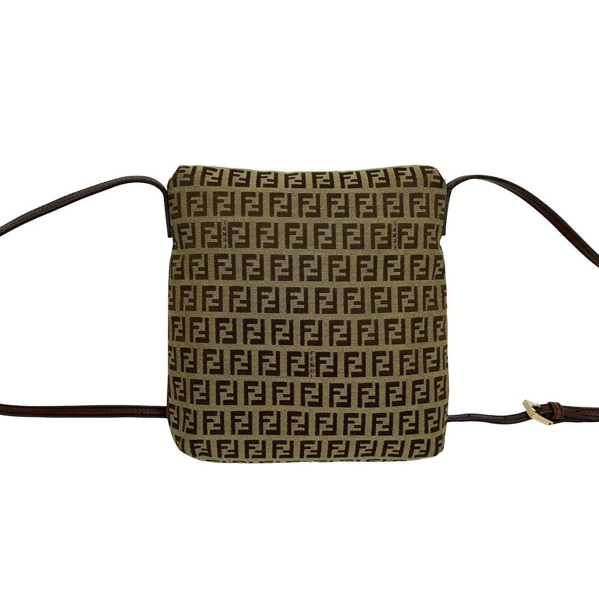 Fendi Vintage Zucchino FF Pattern Canvas Leather Shoulder Bag Crossbody Brown — view 3