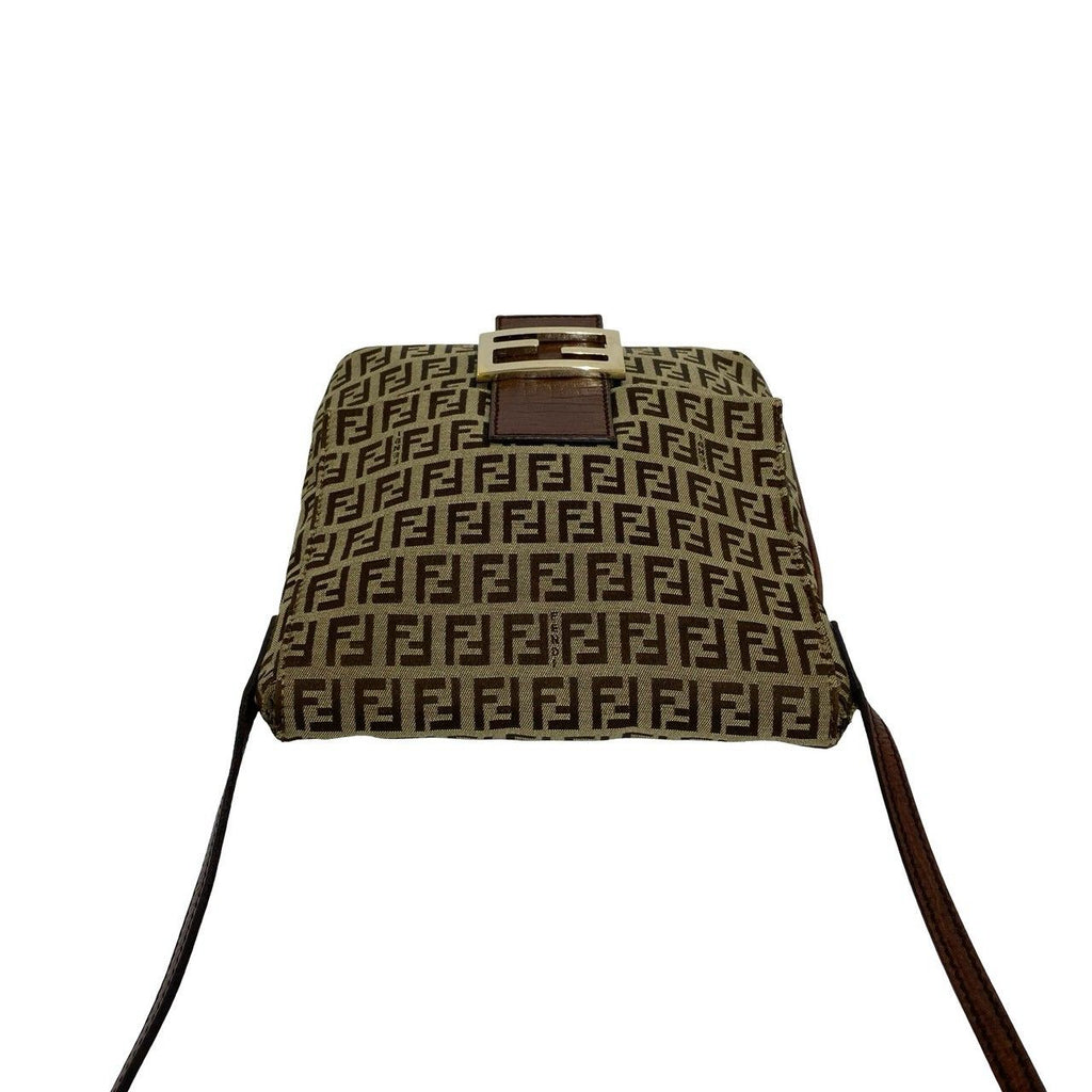 Fendi Vintage Zucchino FF Pattern Canvas Leather Shoulder Bag Crossbody Brown — view 4