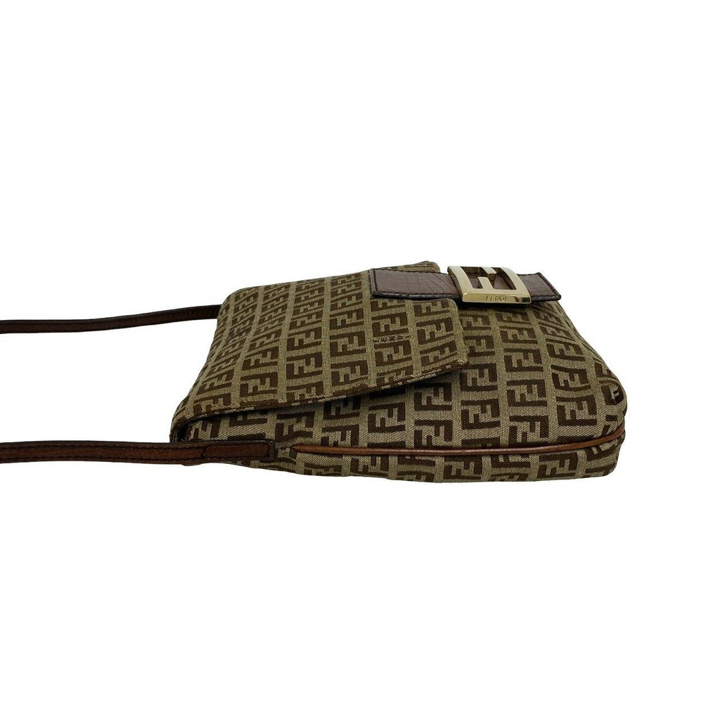 Fendi Vintage Zucchino FF Pattern Canvas Leather Shoulder Bag Crossbody Brown — view 5