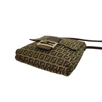 Fendi Vintage Zucchino FF Pattern Canvas Leather Shoulder Bag Crossbody Brown — view 8