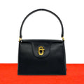 Gucci Vintage G Logo Leather Handbag Mini Tote Black