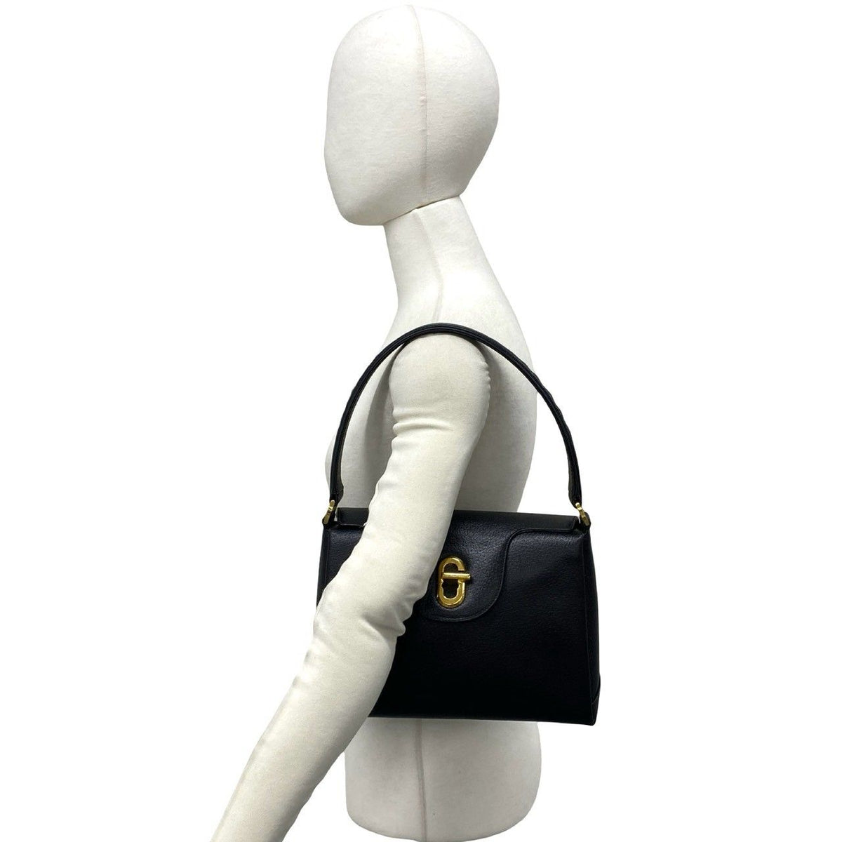 Gucci Vintage G Logo Leather Handbag Mini Tote Black — view 2