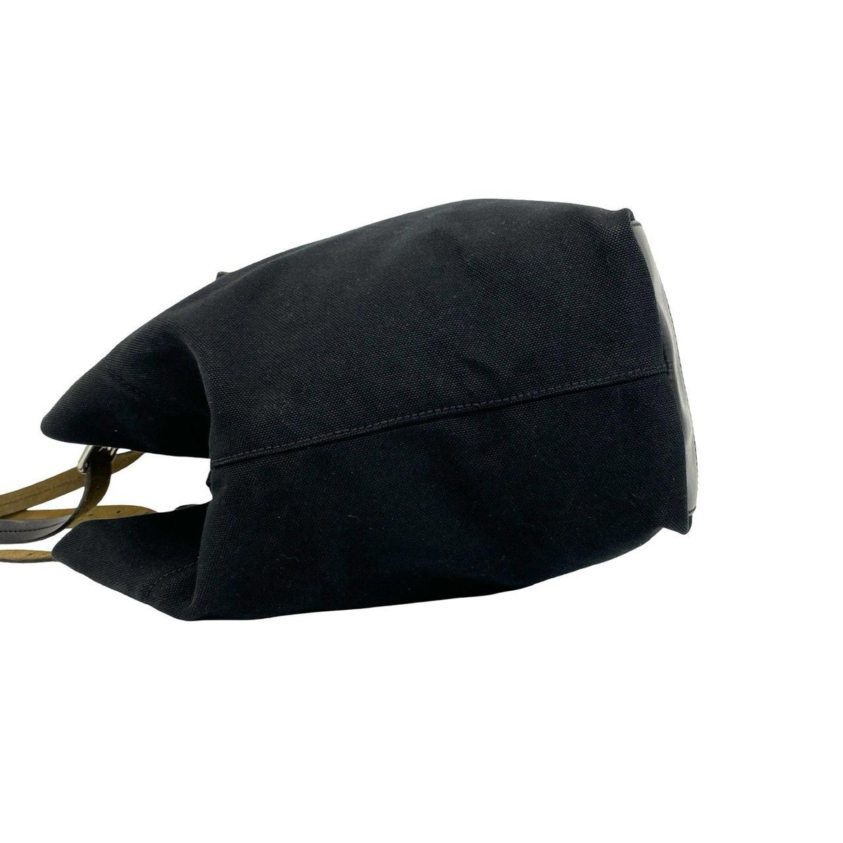 Prada Triangle Logo Canvas Leather Tote Shoulder Bag Black — view 5