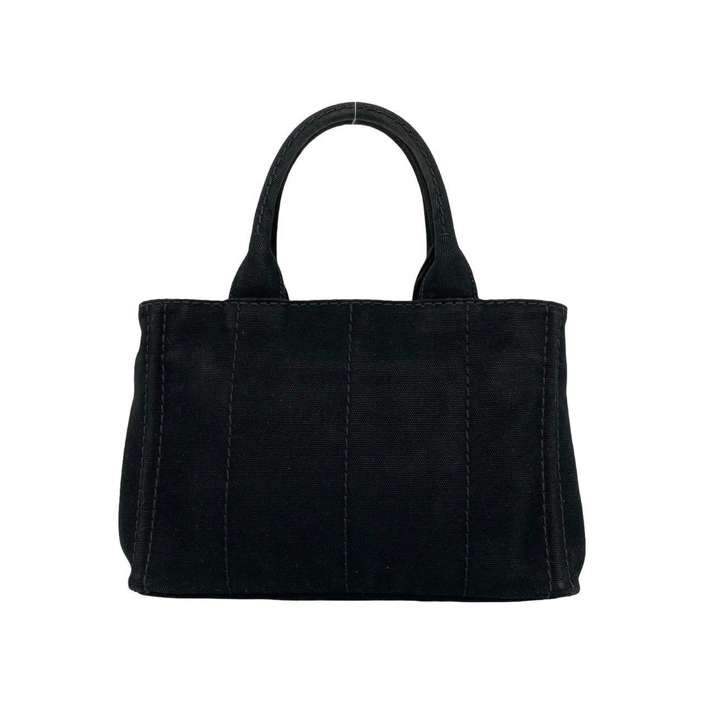 Prada Canapa Triangle Logo Canvas 2-Way Shoulder Bag Mini Tote Black — view 3