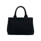 Prada Canapa Triangle Logo Canvas 2-Way Shoulder Bag Mini Tote Black — view 3