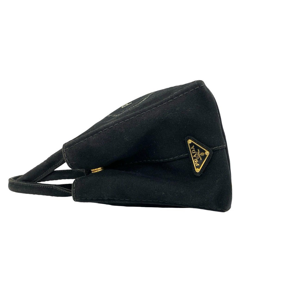 Prada Canapa Triangle Logo Canvas 2-Way Shoulder Bag Mini Tote Black — view 5