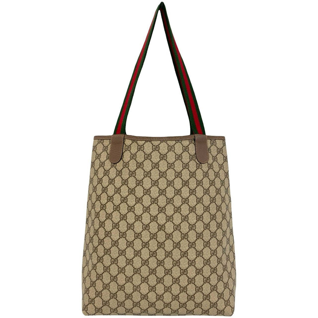 Gucci Vintage Sherry Line GG Pattern Logo Leather Tote Shoulder Bag Brown — view 3