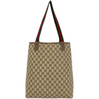 Gucci Vintage Sherry Line GG Pattern Logo Leather Tote Shoulder Bag Brown — view 3