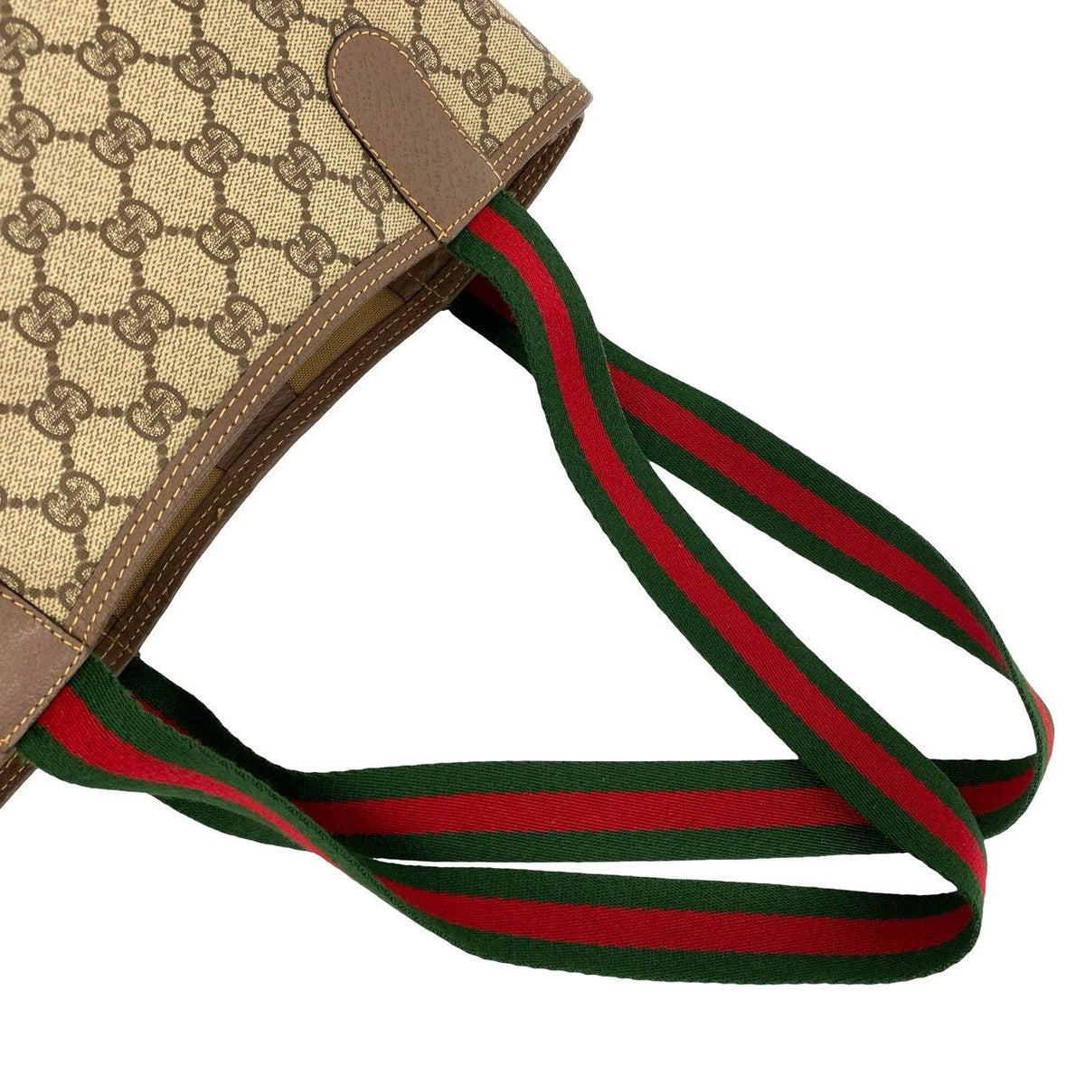 Gucci Vintage Sherry Line GG Pattern Logo Leather Tote Shoulder Bag Brown — view 4