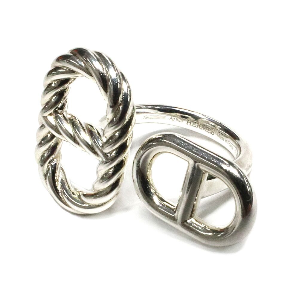 Hermes Chaine D'ancre Alea Torsade Silver Ring — view 2