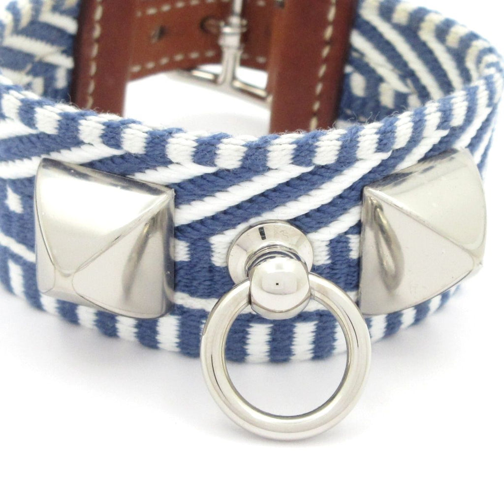 Hermes Bracelet Rival Caval Leather Blue White Brown — view 2