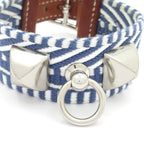 Hermes Bracelet Rival Caval Leather Blue White Brown — view 2