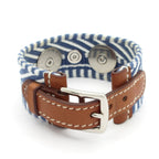Hermes Bracelet Rival Caval Leather Blue White Brown — view 7