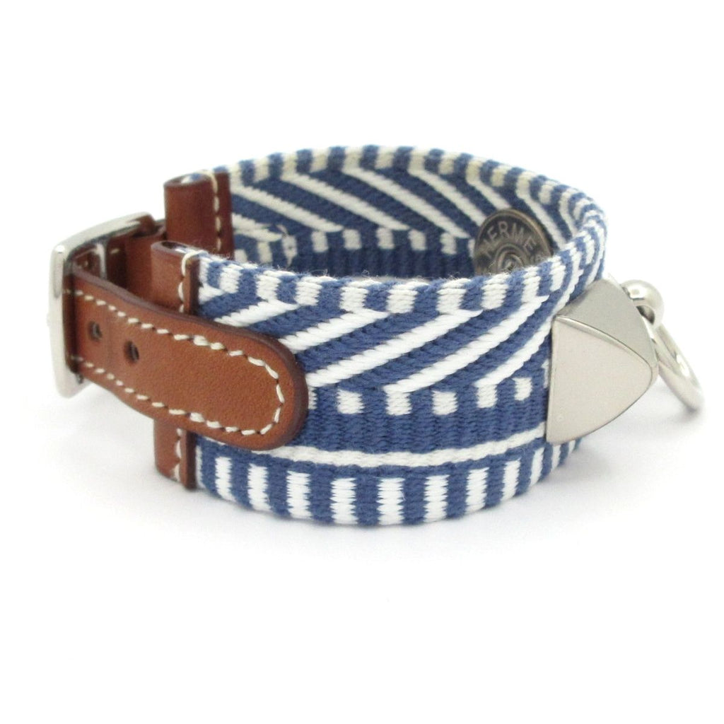 Hermes Bracelet Rival Caval Leather Blue White Brown — view 6
