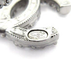 Chanel Earrings Dark Gray Silver Clear CC Logo — view 5