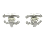 Chanel Earrings Dark Gray Silver Clear CC Logo — view 3