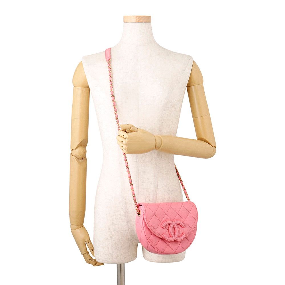 Chanel Chain Shoulder Bag Mini Messenger Quilted CC Logo Caviar Leather — view 4