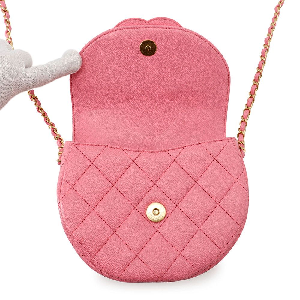 Chanel Chain Shoulder Bag Mini Messenger Quilted CC Logo Caviar Leather — view 5