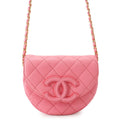 Chanel Chain Shoulder Bag Mini Messenger Quilted CC Logo Caviar Leather